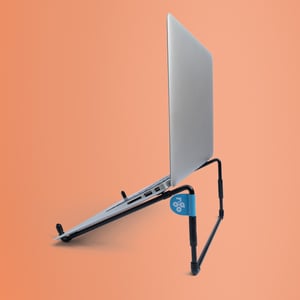 R-Go Tools Laptop-Ständer, R-Go Steel Travel, ergonomisch, zusammenklappbar, kompatibel mit Laptops von 10 bis 22 Zoll, Stahl, schwarz