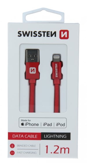 Swissten 71524206 kabel Lightning 1,2 m Czerwony