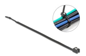 DeLOCK Self-Cutting Cable Tie, 200 mm long x 4.8 mm wide, 50 pieces, black