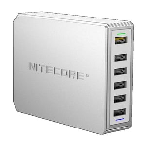 Nitecore UA66Q laddare för bärbara enheter Digitalkamera, spelkontroller, bärbar dator, smartphone, surfplatta Silver Växelström Snabbladdning Inbyggd