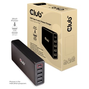 CLUB3D CAC-1903EU Ladegerät für mobile Geräte, universell, schwarz, Wechselstrom, für den Innenbereich