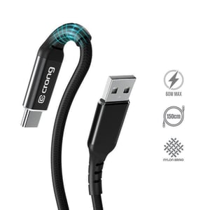 Crong Armor Link kabel USB 1,5 m USB A USB C Czarny