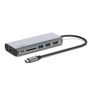 Belkin AVC008BTSGY USB 3.2 Gen 1 (3.1 Gen 1) Type-C Docking Station, Black, Gray