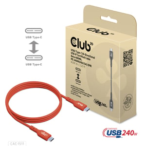 CLUB3D CAC-1511 kabel USB USB 2.0 1 m USB C 0,48 Gbit/s 240 W Pomarańczowy