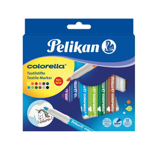 Pelikan Colorella Permanent Textile Marker, Multicolor, 12-pack