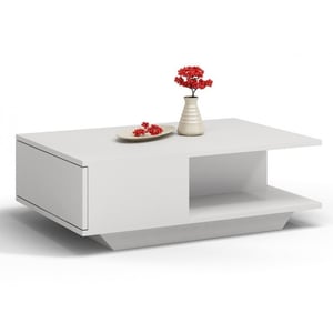 Topeshop DENVER WHITE coffee table, free-form design, 1 leg