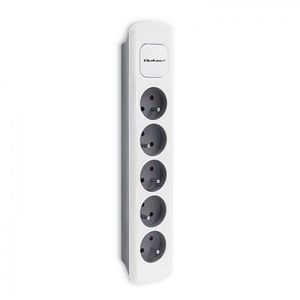 Qoltec 50296 1.8 m Power Strip, 5 Outlets, Indoor, Gray, White