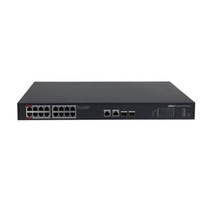 Dahua Technology PoE PFS3220-16GT-240 nätverksswitch, icke-hanterbar L2 Gigabit Ethernet (10/100/1000), stöd för PoE, svart