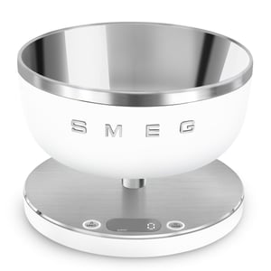 Smeg KSC01WHMWW Kitchen Scale, White, Round Top, Electronic Kitchen Scale