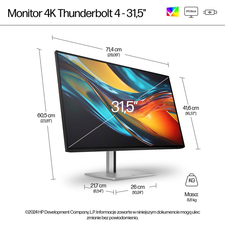 HP Monitor Pro seria 7 4K Thunderbolt 4 – 732pk, 31,5″