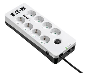 Eaton PB8TUD ochrona przeciwprzepięciowa Czarny, Biały 8 x gniazdo sieciowe 220 - 250 V 1,5 m
