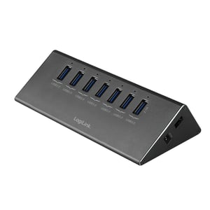 LogiLink UA0228 USB 3.2 Gen 1 (3.1 Gen 1) Micro-B-Hubs und -Konzentratoren, 5000 Mbit/s, Aluminium, Schwarz