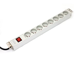 Digitus A-19-STRIP-2-IMP Stromverteilereinheit (PDU) mit 8 Netzanschlüssen, 1U, weiß