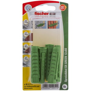 Fischer 524827 Screw Anchor/Expansion Bolt, 6-pack. 60 mm expansion anchor
