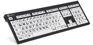 Logickeyboard XL Print klawiatura Uniwersalne USB QWERTZ Niemiecki Czarny, Biały