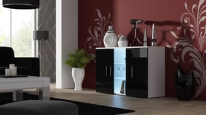 Cama byrå 120 cm SOHO S7 vit/svart högblank