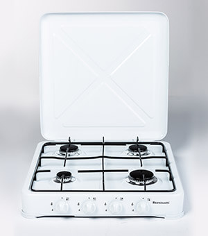 Ravanson K-04T Cooktop Black, White Countertop Gas 4 zones