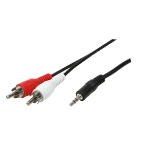 LogiLink 1x3,5 mm – 2xCinch, 5 m langes 3,5-mm-Audiokabel, schwarz
