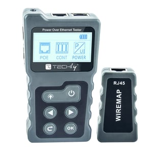 Techly I-CT PRO-POECK Network Cable Tester, PoE Tester, Black, Gray