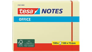 TESA 57657 Self-Adhesive Sticky Notes, Rectangular, Yellow, 100 sheets. Self-adhesive