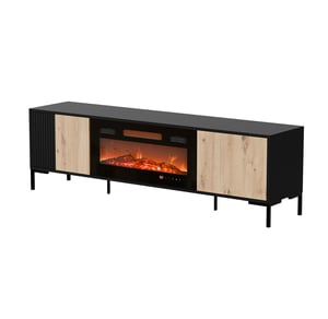 Cama Szafka RTV Szafka RTV MERCI 180 x 40 x 53,5 cm czarny/dąb artisan + kominek