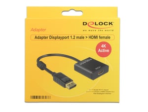 DeLOCK 62607 Cable Adapter, 0.2 m, DisplayPort to HDMI Type A (Standard), Black