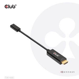 CLUB3D CAC-1333 adapter kablowy 0,22 m HDMI Typ A (Standard) USB Typ C Schwarz