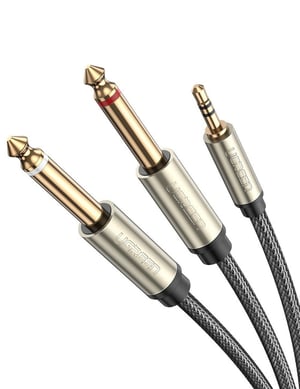 Ugreen 10615 kabel audio 2 m 3.5mm 2 x 6.35mm Złoto, Szary