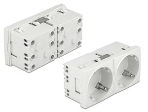 DeLOCK Easy 45 uziemione gniazdo zasilania rozszerzalne do podwójnego, z ustawieniem 45° 45 x 45 mm, 5 sztuki