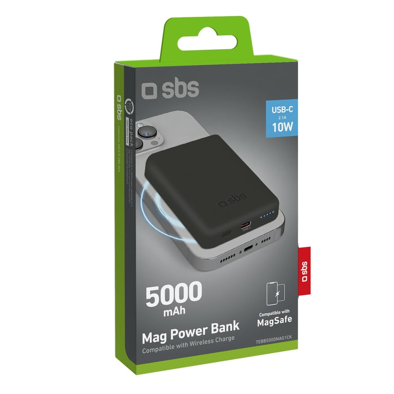 фото Зовнішній акумулятор (павербанк) SBS Wireless Magnetic Power Bank 10W 5000 mAh Black (TEBB5000MAG1CK)