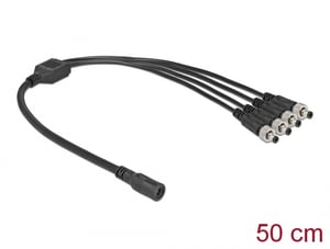 DeLOCK Cable, DC 5.5 x 2.1 mm Splitter, 1 x Female to 4 x Male, Screw-On