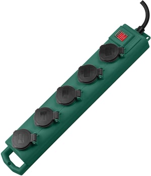 Brennenstuhl 1159910215 grenuttag 5 m 5 x nätuttag, utvändigt, svart, grönt
