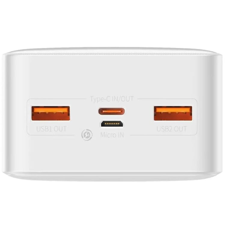 фото Зовнішній акумулятор (павербанк) Baseus Bipow Digital Display 30000mAh 15W White (PPDML-K02)