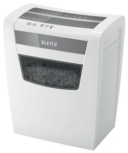 Leitz IQ Home Office P-4 dokumentförstörare, skärande fragmentering, 58 dB, 22 cm, vit