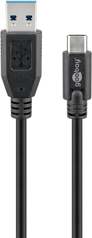 Goobay 67999 USB-kabel USB 3.2 Gen 1 (3.1 Gen 1) 0,5 m USB A till USB C Svart