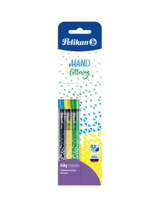 Pelikan Neon Fine-Tip Pen, Blue, Green, Yellow (3-pack)