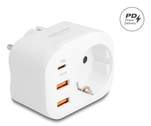 DeLOCK 11498 Netzsteckeradapter Typ E/F, Typ-F-Hybrid, weiß