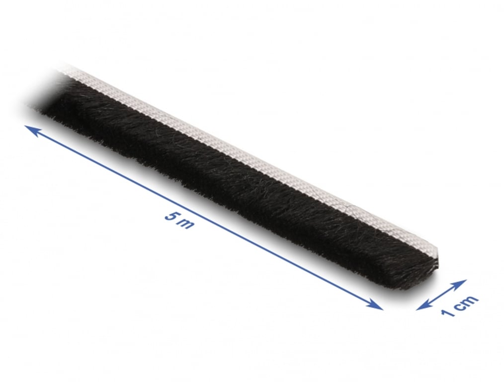 DeLOCK Szczotka na pasku samoprzylepnym 10 mm, długość 5 m, czarna