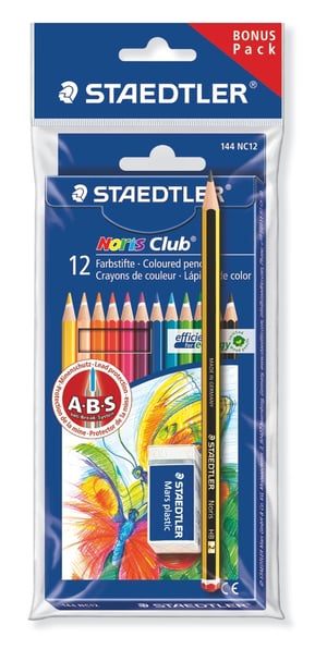 Staedtler Noris Club 144 Set: Black, Blue, Burgundy, Brown, Green, Light Blue, Light Green, Orange, Peach, Red, Purple, Yellow (13 pieces)
