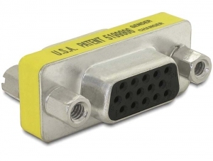 DeLOCK Adapter Gender Changer VGA Buchse-Buchse Sub-D 15 Gelb