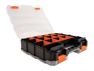 DeLOCK Skrzynka z organizerem z 34 komorami, 320 x 270 x 80 mm, pomarańczowo-czarna