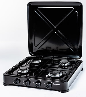 Ravanson K-04TB płyta kuchenna Czarny Blat Gaz 4 stref(y)