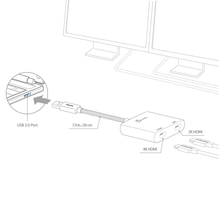j5create JUA365 zewnętrzna karta graficzna usb 3840 x 2160 px Srebrny