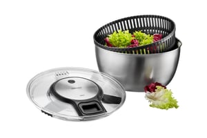 GEFU Speedwing Lettuce Spinner, Stainless Steel, Push Button