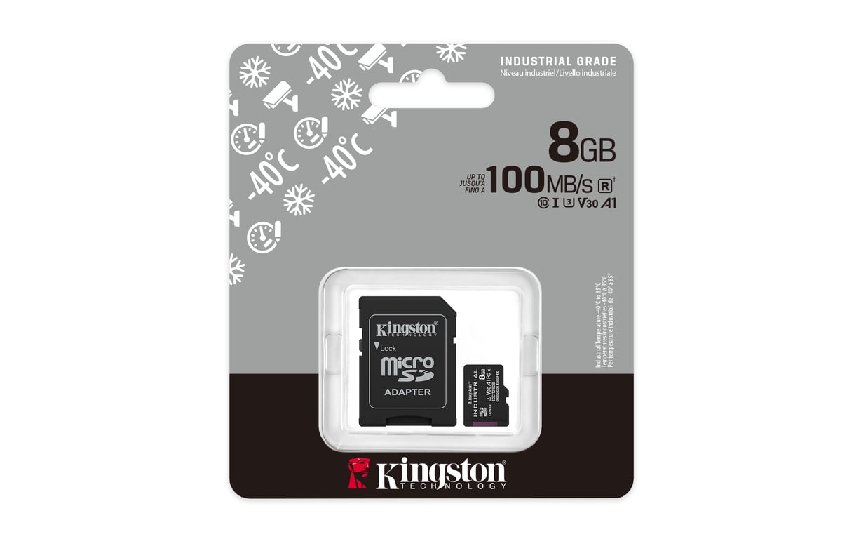 Kingston Technology Karta 8GB microSDHC Industrial C10 A1 pSLC + adapter SD
