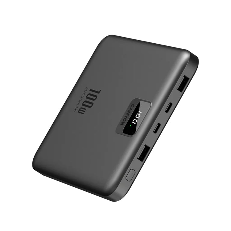 фото Зовнішній акумулятор (павербанк) Canyon PB-2008 20000mAh 100W Dark Grey (CNE-CPB2008DG)
