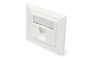 Digitus Abdeckung für Unterputz-Anschlussdosen für Keystone-Module, Rahmen 80 x 80 mm, Mittelplatte 50 x 50 mm