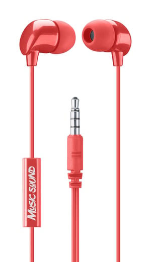Music Sound 8018080359859 Kopfhörer-Set, kabelgebunden, In-Ear, Telefonate/Musik, rot