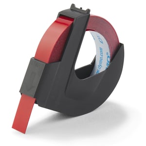 DYMO Original-Prägeband | Rolle 9 mm x 3 m | weißer Aufdruck auf rotem Hintergrund | selbstklebend | für Etikettenprägegeräte | 1 Stück