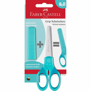 Faber-Castell 181554 Schul- und Papierschere, universell einsetzbar, gerader Schnitt, türkis